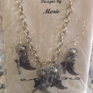 Women's Matching Necklace and Earring set - handmade/repurposed jewelry